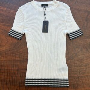 NWT Rag & Bone Women's White Short Sleeve Ribbed T-Shirt Size M